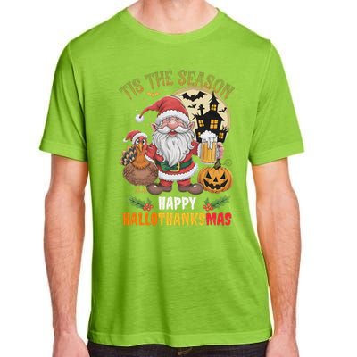 Happy Hallothanksmas Halloween Thanksgiving Merry Christmas Adult ChromaSoft Performance T-Shirt