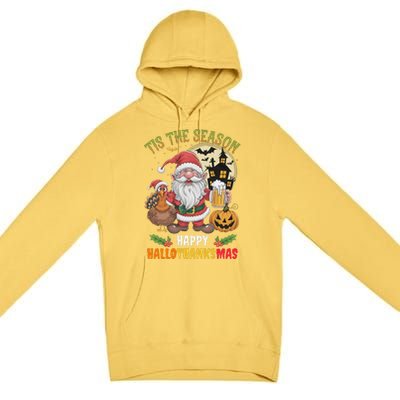 Happy Hallothanksmas Halloween Thanksgiving Merry Christmas Premium Pullover Hoodie