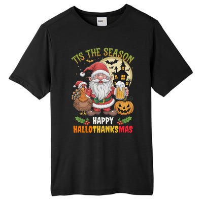 Happy Hallothanksmas Halloween Thanksgiving Merry Christmas Tall Fusion ChromaSoft Performance T-Shirt