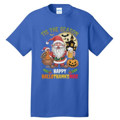 Happy Hallothanksmas Halloween Thanksgiving Merry Christmas Tall T-Shirt