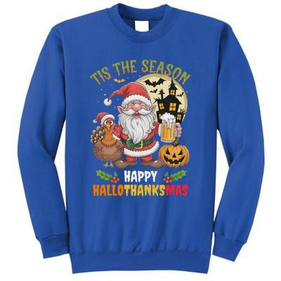 Happy Hallothanksmas Halloween Thanksgiving Merry Christmas Tall Sweatshirt