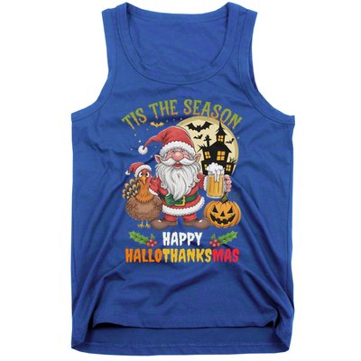 Happy Hallothanksmas Halloween Thanksgiving Merry Christmas Tank Top