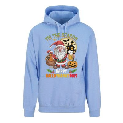 Happy Hallothanksmas Halloween Thanksgiving Merry Christmas Unisex Surf Hoodie