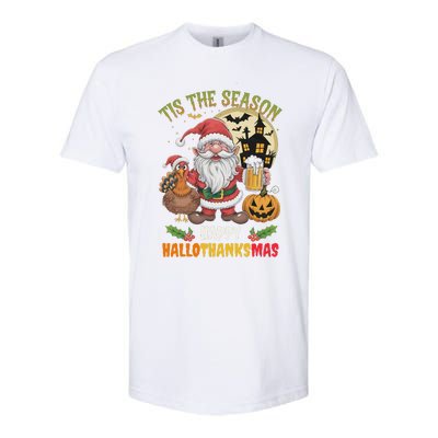 Happy Hallothanksmas Halloween Thanksgiving Merry Christmas Softstyle CVC T-Shirt