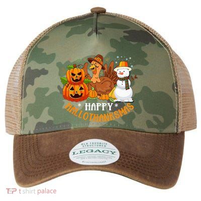 Happy Hallothanksmas Halloween Thanksgiving Christmas Day Legacy Tie Dye Trucker Hat