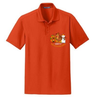 Happy Hallothanksmas Halloween Thanksgiving Christmas Day Dry Zone Grid Polo