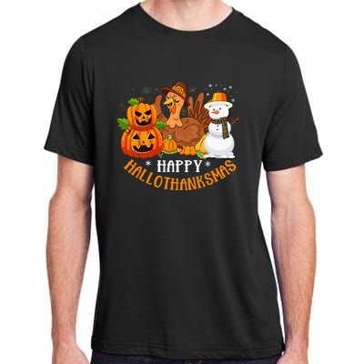 Happy Hallothanksmas Halloween Thanksgiving Christmas Day Adult ChromaSoft Performance T-Shirt