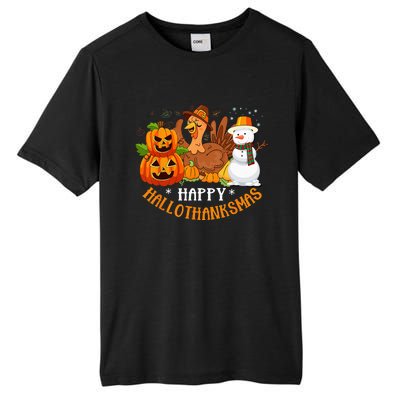 Happy Hallothanksmas Halloween Thanksgiving Christmas Day Tall Fusion ChromaSoft Performance T-Shirt