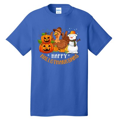 Happy Hallothanksmas Halloween Thanksgiving Christmas Day Tall T-Shirt