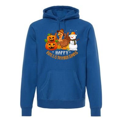 Happy Hallothanksmas Halloween Thanksgiving Christmas Day Premium Hoodie