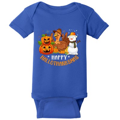 Happy Hallothanksmas Halloween Thanksgiving Christmas Day Baby Bodysuit