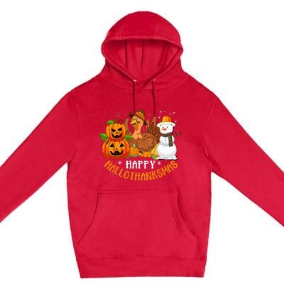 Happy Hallothanksmas Halloween Thanksgiving Christmas Day Premium Pullover Hoodie