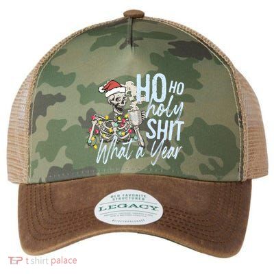 Ho Ho Holy Shit What A Year Gift Funny Christmas Skeleton Gift Legacy Tie Dye Trucker Hat
