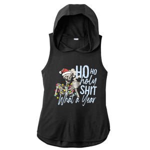 Ho Ho Holy Shit What A Year Gift Funny Christmas Skeleton Gift Ladies PosiCharge Tri-Blend Wicking Draft Hoodie Tank