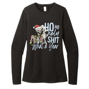 Ho Ho Holy Shit What A Year Gift Funny Christmas Skeleton Gift Womens CVC Long Sleeve Shirt