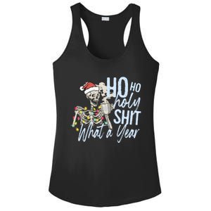 Ho Ho Holy Shit What A Year Gift Funny Christmas Skeleton Gift Ladies PosiCharge Competitor Racerback Tank