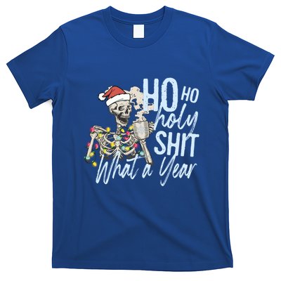 Ho Ho Holy Shit What A Year Gift Funny Christmas Skeleton Gift T-Shirt