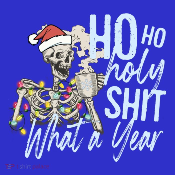 Ho Ho Holy Shit What A Year Gift Funny Christmas Skeleton Gift Tall T-Shirt