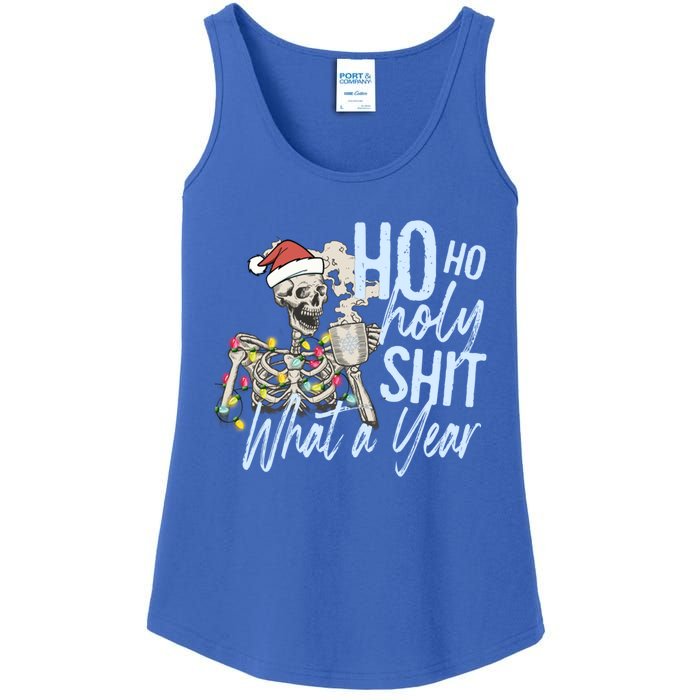 Ho Ho Holy Shit What A Year Gift Funny Christmas Skeleton Gift Ladies Essential Tank