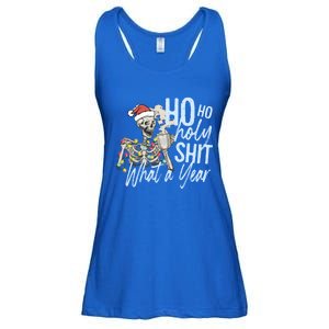 Ho Ho Holy Shit What A Year Gift Funny Christmas Skeleton Gift Ladies Essential Flowy Tank