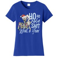 Ho Ho Holy Shit What A Year Gift Funny Christmas Skeleton Gift Women's T-Shirt