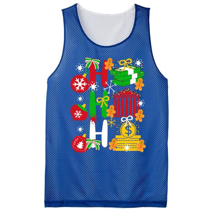 Ho Ho Ho Bank Teller Funny Christmas Festive Holiday Banker Gift Mesh Reversible Basketball Jersey Tank