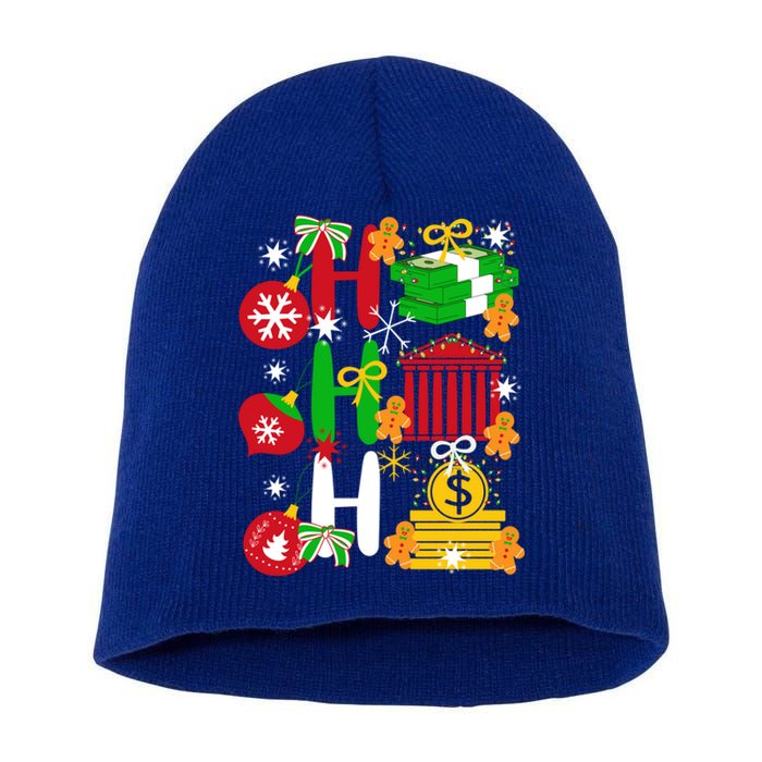 Ho Ho Ho Bank Teller Funny Christmas Festive Holiday Banker Gift Short Acrylic Beanie