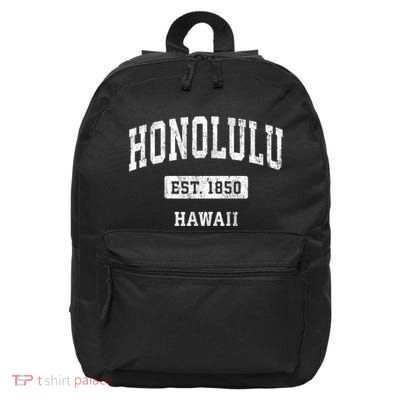 Honolulu Hawaii Hi Vintage Sports Established 16 in Basic Backpack