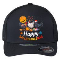 Happy HalloThanksMas Halloween Thanksgiving Xmas Chicken Flexfit Unipanel Trucker Cap