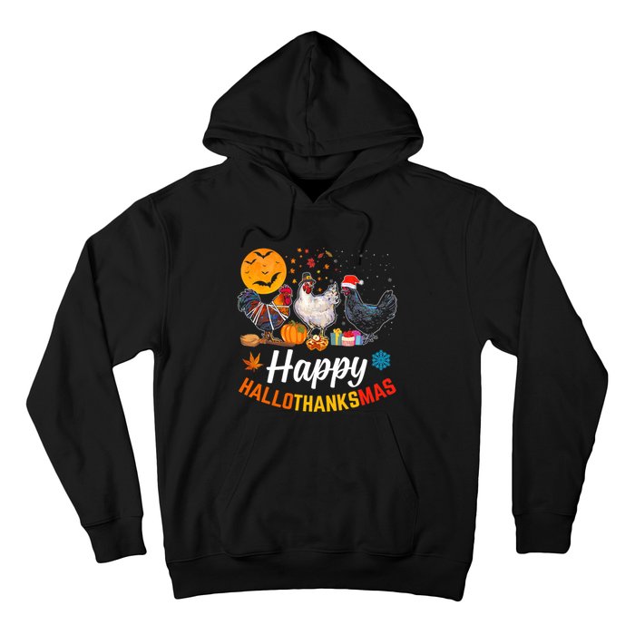 Happy HalloThanksMas Halloween Thanksgiving Xmas Chicken Hoodie