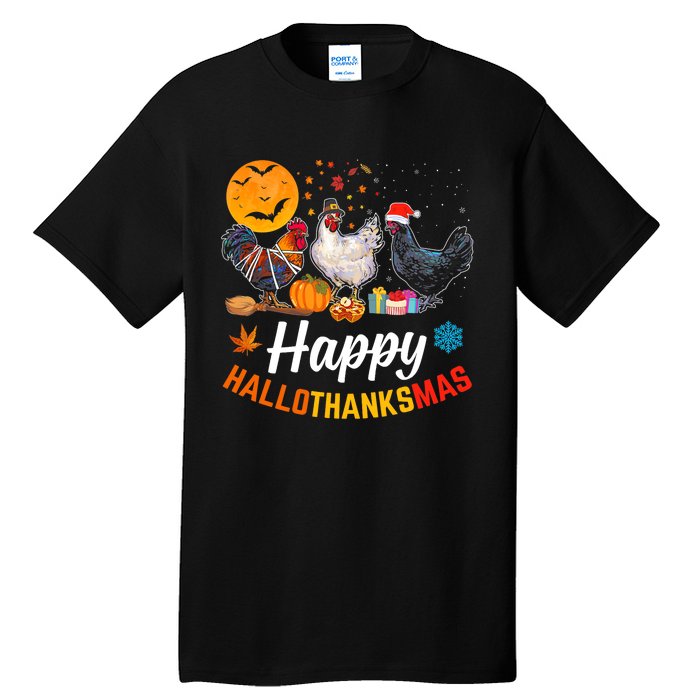 Happy HalloThanksMas Halloween Thanksgiving Xmas Chicken Tall T-Shirt