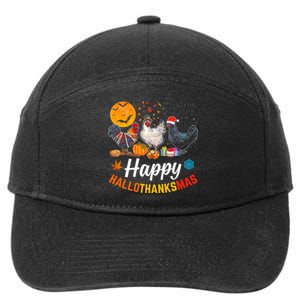 Happy HalloThanksMas Halloween Thanksgiving Xmas Chicken 7-Panel Snapback Hat