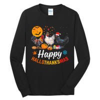 Happy HalloThanksMas Halloween Thanksgiving Xmas Chicken Tall Long Sleeve T-Shirt