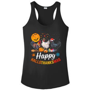 Happy HalloThanksMas Halloween Thanksgiving Xmas Chicken Ladies PosiCharge Competitor Racerback Tank