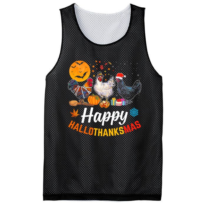 Happy HalloThanksMas Halloween Thanksgiving Xmas Chicken Mesh Reversible Basketball Jersey Tank