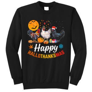 Happy HalloThanksMas Halloween Thanksgiving Xmas Chicken Tall Sweatshirt