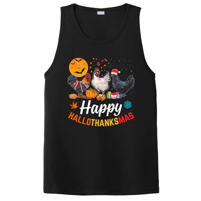 Happy HalloThanksMas Halloween Thanksgiving Xmas Chicken PosiCharge Competitor Tank