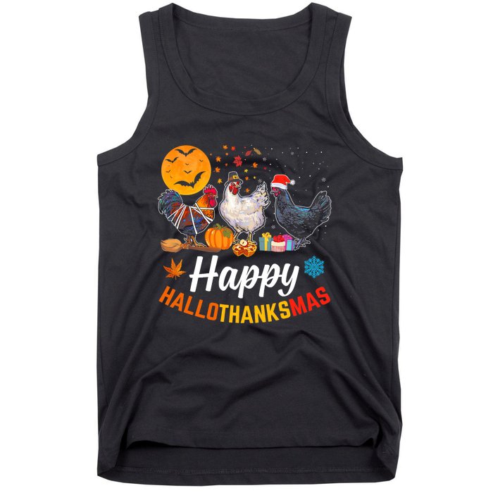 Happy HalloThanksMas Halloween Thanksgiving Xmas Chicken Tank Top