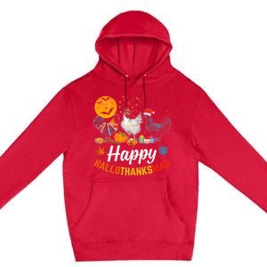 Happy HalloThanksMas Halloween Thanksgiving Xmas Chicken Premium Pullover Hoodie