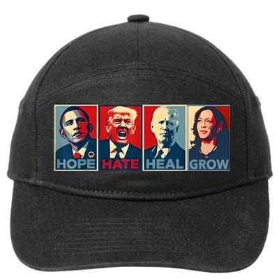 Hope Hate Heal Grow 7-Panel Snapback Hat