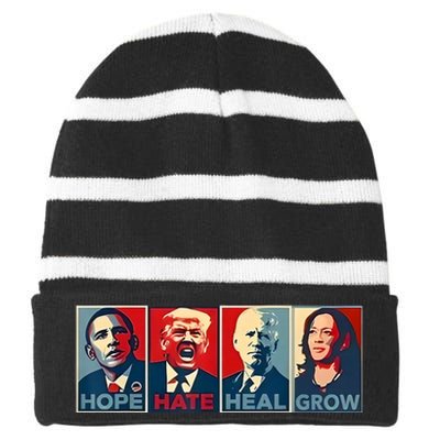 Hope Hate Heal Grow Striped Beanie with Solid Band