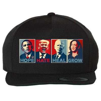 Hope Hate Heal Grow Wool Snapback Cap