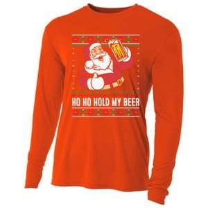 Ho Ho Hold My Beer Funny Santa Ing Ugly Xmas Sweater Gift Cooling Performance Long Sleeve Crew