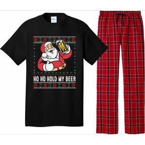 Ho Ho Hold My Beer Funny Santa Ing Ugly Xmas Sweater Gift Pajama Set