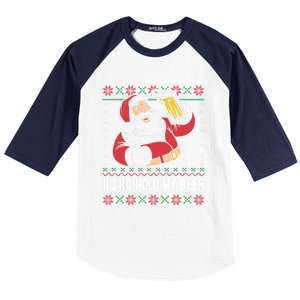 Ho Ho Hold My Beer Funny Santa Ing Ugly Xmas Sweater Gift Baseball Sleeve Shirt