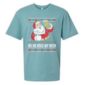 Ho Ho Hold My Beer Funny Santa Ing Ugly Xmas Sweater Gift Sueded Cloud Jersey T-Shirt