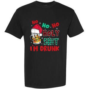 Ho Ho Holy Shit I'm Drunk Beer Santa Hat Christmas Drinking Garment-Dyed Heavyweight T-Shirt