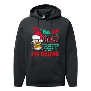 Ho Ho Holy Shit I'm Drunk Beer Santa Hat Christmas Drinking Performance Fleece Hoodie