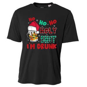 Ho Ho Holy Shit I'm Drunk Beer Santa Hat Christmas Drinking Cooling Performance Crew T-Shirt