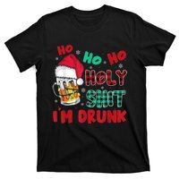 Ho Ho Holy Shit I'm Drunk Beer Santa Hat Christmas Drinking T-Shirt